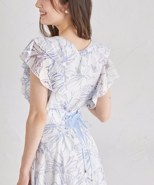 tocco closet(トッコ クローゼット)の「【S・Mサイズ展開】フラワーチェックレースラッフルフリルブラウス(シャツ/ブラウス・レディース・ピンク/オフホワイト/ブルー・M/S)」の16枚目の写真