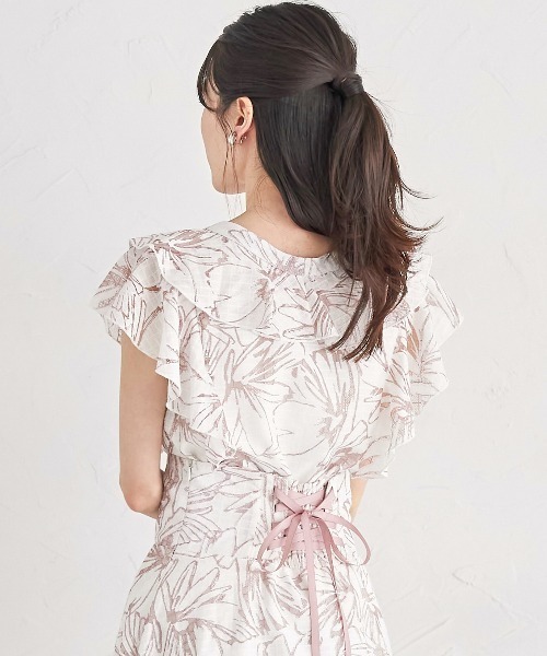 tocco closet(トッコ クローゼット)の「【S・Mサイズ展開】フラワーチェックレースラッフルフリルブラウス(シャツ/ブラウス・レディース・ピンク/オフホワイト/ブルー・M/S)」の19枚目の写真