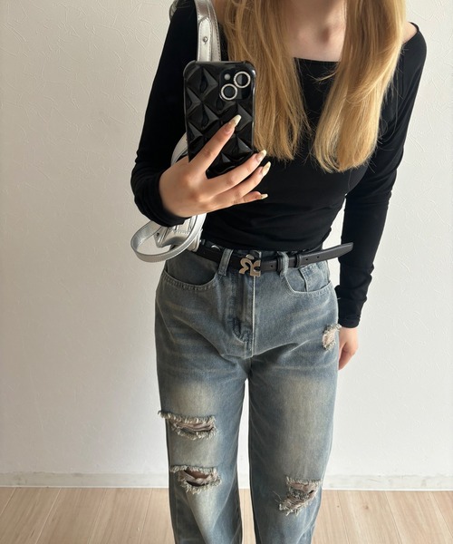 RiLi(リリ)の「オフショルカットソー【RL】(Tシャツ/カットソー・レディース・ブラック/チャコールグレー/ホワイト・FREE)」の12枚目の写真