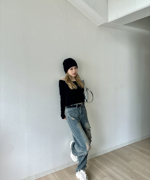 RiLi(リリ)の「オフショルカットソー【RL】(Tシャツ/カットソー・レディース・ブラック/チャコールグレー/ホワイト・FREE)」の10枚目の写真