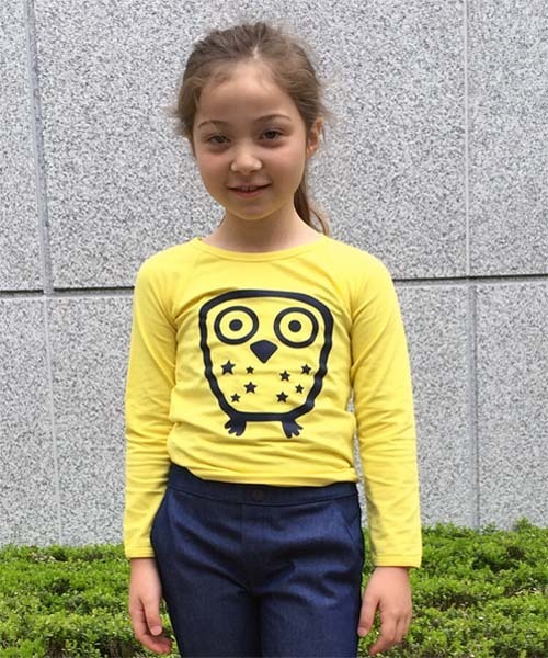 こどまーく(コドマーク)の「オウルプリント長袖Tシャツ(Tシャツ/カットソー・キッズ・イエロー/ターコイズブルー・6-8Y/4Y/1Y/2Y/3Y)」の10枚目の写真