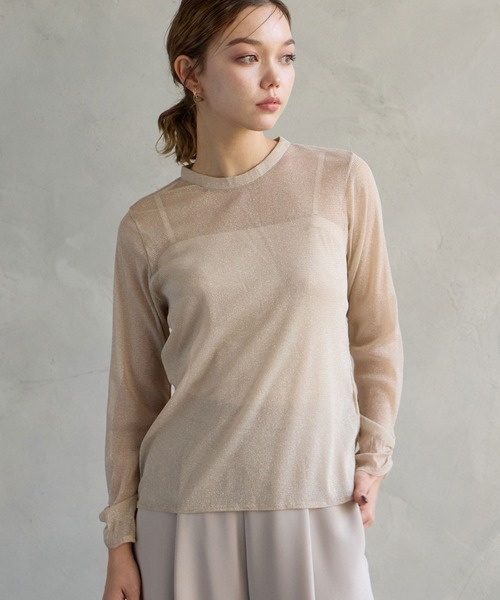 AIMER（エメ）の「プチハイネックラメトップス（Tシャツ/カットソー・レディース・ゴールド/シルバー・MEDIUM/LARGE）」の2枚目の写真