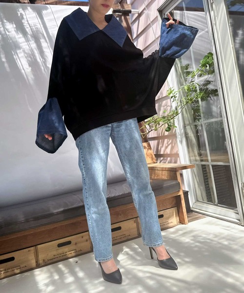 AVIE（アビィ）の「デニム切替テントラインプルオーバー（シャツ/ブラウス・レディース・ベージュ/ブラック・38）」の22枚目の写真