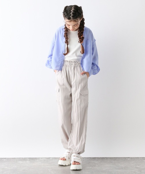 GLOBAL WORK（グローバルワーク）の「タンクセット肩あきシアーシャツ/130976（シャツ/ブラウス・キッズ・オフホワイト/サックスブルー・130cm/140cm/150cm/160cm）」の10枚目の写真