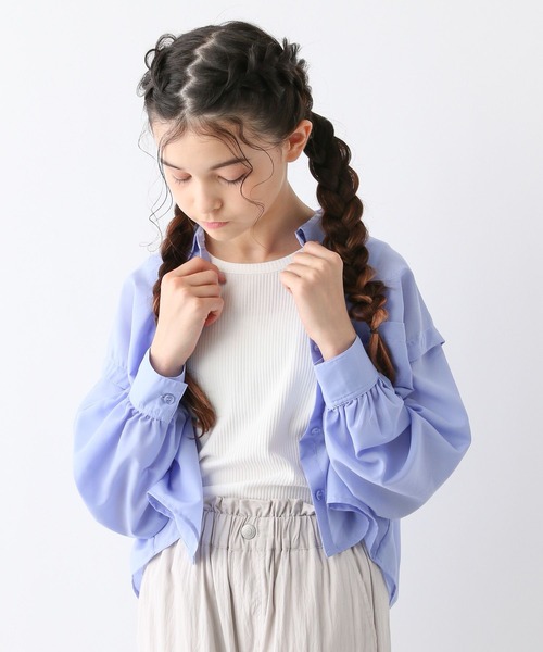 GLOBAL WORK（グローバルワーク）の「タンクセット肩あきシアーシャツ/130976（シャツ/ブラウス・キッズ・オフホワイト/サックスブルー・130cm/140cm/150cm/160cm）」の12枚目の写真