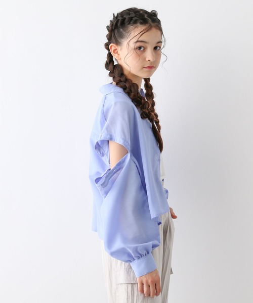 GLOBAL WORK（グローバルワーク）の「タンクセット肩あきシアーシャツ/130976（シャツ/ブラウス・キッズ・オフホワイト/サックスブルー・130cm/140cm/150cm/160cm）」の14枚目の写真
