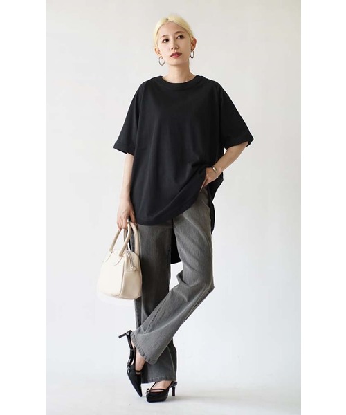 e-zakkamania stores(イーザッカマニアストアーズ)の「バックヘンリー テールヘムプルオーバー(Tシャツ/カットソー・レディース・ブラック/ベージュ/ライトグリーン・M)」の12枚目の写真
