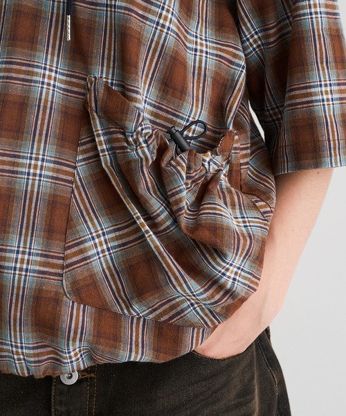 WISH FOR EVER（ウィッシュフォーエバー）の「DRAWCODE HOOD SHIRT/ドローコードフードシャツ（シャツ/ブラウス・メンズ・ベージュ/ブラウン/ネイビー・MEDIUM/LARGE）」の20枚目の写真