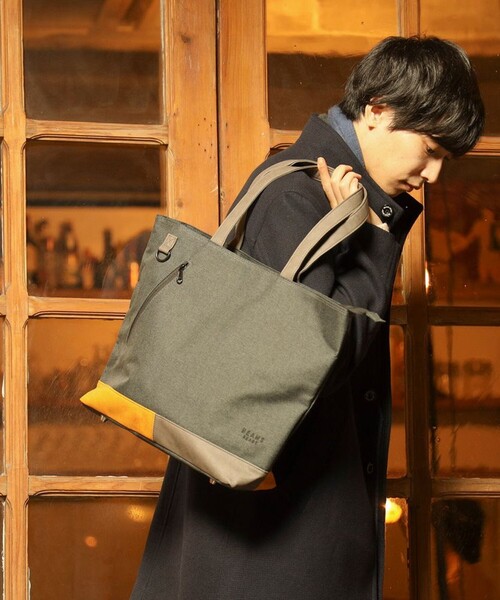 ユニセックス】ポリエステル 杢素材 コンビ トート バッグ（ノートPC