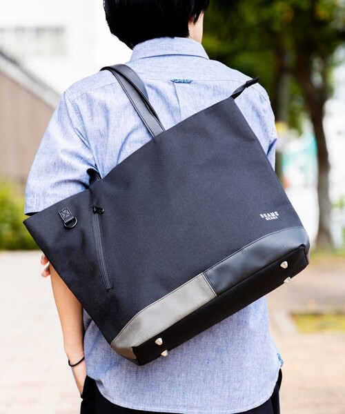 BEAMS HEART（ビームスハート）の「【ユニセックス】ポリエステル 杢素材 コンビ トート バッグ（ノートPC収納）（トートバッグ・メンズ・チャコールグレー/ブラック・ONE SIZE）」の17枚目の写真