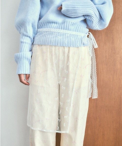 poiregnee（ポワニェ）の「［select］レースラップスカート（スカート・レディース・ブラック/ホワイト・FREE）」の2枚目の写真