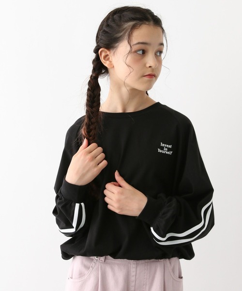 GLOBAL WORK（グローバルワーク）の「ヘビロッTEEドロスト長袖/132537（Tシャツ/カットソー・キッズ・ブラック/オフホワイト/ホワイト系その他/ブラック系その他・130cm/140cm/150cm/160cm）」の3枚目の写真