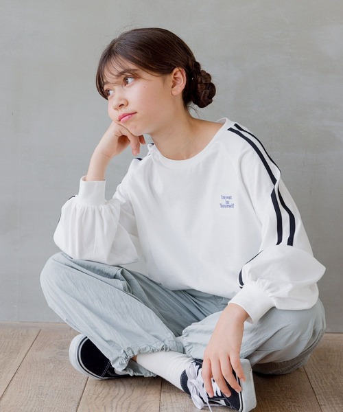 GLOBAL WORK（グローバルワーク）の「ヘビロッTEEドロスト長袖/132537（Tシャツ/カットソー・キッズ・ブラック/オフホワイト/ホワイト系その他/ブラック系その他・130cm/140cm/150cm/160cm）」の18枚目の写真