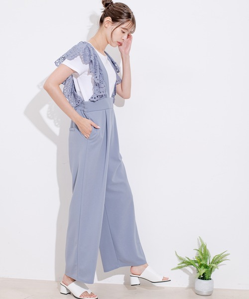 Jayro(ジャイロ)の「スカラップ刺繍サスオールインワン(つなぎ/オールインワン・レディース・グレー/ブラック/サックスブルー・M)」の17枚目の写真