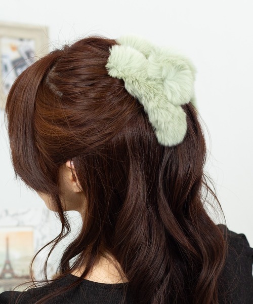 セール】ファー ヘアクリップ（バレッタ/ヘアクリップ）｜pumpkin port 