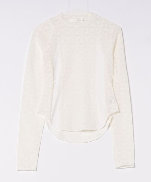 ANOGH(アノフ)の「LACE PRINT SHEER TOPS(Tシャツ/カットソー・レディース・ブルー/アイボリー/ブラック・FREE)」の1枚目の写真