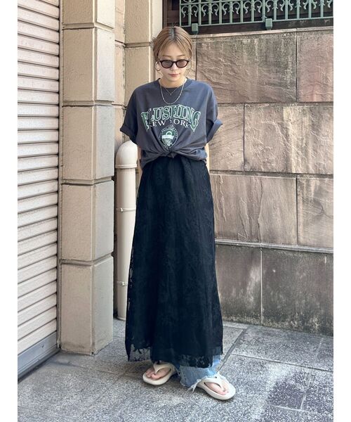 Ungrid（アングリッド）の「カレッジロゴビッグTee（Tシャツ/カットソー・レディース・チャコールグレー/オフホワイト/ネイビー・FREE）」の15枚目の写真