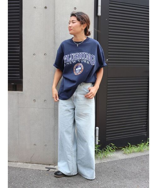 Ungrid（アングリッド）の「カレッジロゴビッグTee（Tシャツ/カットソー・レディース・チャコールグレー/オフホワイト/ネイビー・FREE）」の4枚目の写真