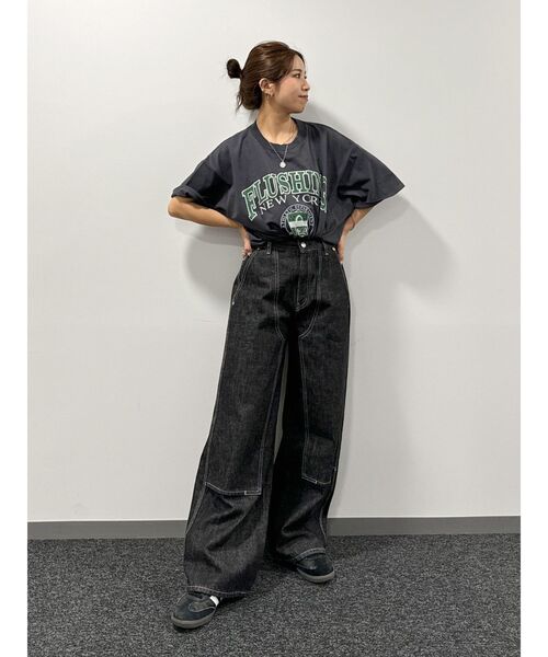 Ungrid（アングリッド）の「カレッジロゴビッグTee（Tシャツ/カットソー・レディース・チャコールグレー/オフホワイト/ネイビー・FREE）」の5枚目の写真