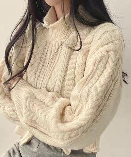 HALEY PESCA(ヘーリーペスカ)の「HALEY PESCA/ショート丈 ダブルジップ ニットトップス(ニット/セーター・レディース・ライトグレー/アイボリー/ダークグレー・FREE)」の10枚目の写真