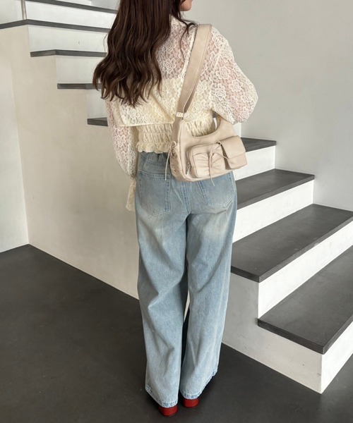 one after another NICE CLAUP(ワンアフターアナザーナイスクラップ)の「【2点セット】ショートボレロシャツ+キャミセット(アンサンブル・レディース・ブラウン/アイボリー/ホワイト×ブラック・FREE)」の5枚目の写真