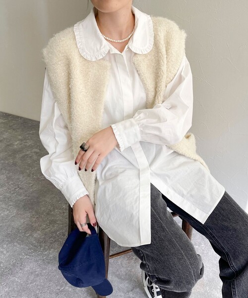 fredy emue（フレディエミュ）の「ウール混ニットベスト（ベスト・レディース・アイボリー/ベージュ・38）」の19枚目の写真