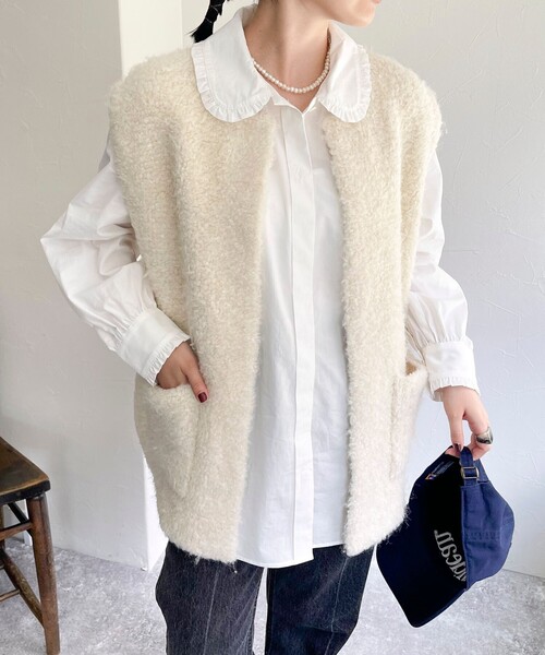 fredy emue（フレディエミュ）の「ウール混ニットベスト（ベスト・レディース・アイボリー/ベージュ・38）」の21枚目の写真