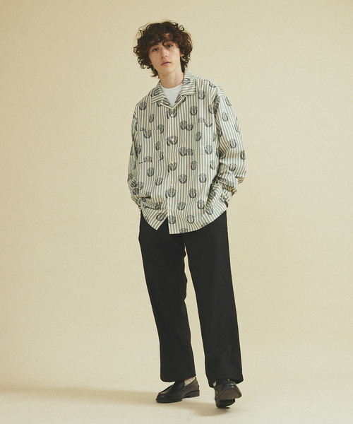 417 EDIFICE（フォーワンセブンエディフィス）の「ストライプ プリント プリントシャツ（シャツ/ブラウス・メンズ・レッド/サックスブルー/ブラック・MEDIUM/LARGE）」の4枚目の写真