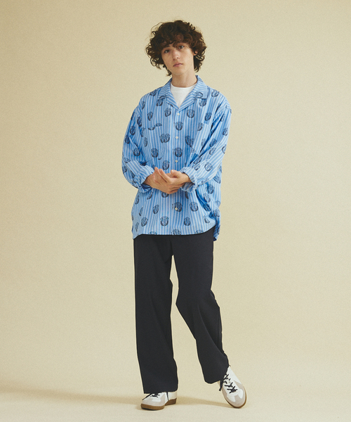 417 EDIFICE（フォーワンセブンエディフィス）の「ストライプ プリント プリントシャツ（シャツ/ブラウス・メンズ・レッド/サックスブルー/ブラック・MEDIUM/LARGE）」の5枚目の写真