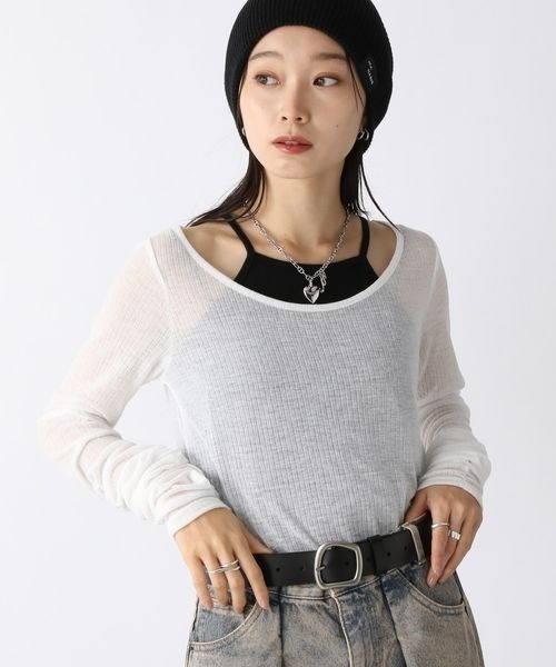 JEANASIS(ジーナシス)の「ネックレイヤード2P LS TEE(Tシャツ/カットソー・レディース・ホワイト/ブラック/グレー系その他/ホワイト×ブラック・FREE)」の3枚目の写真