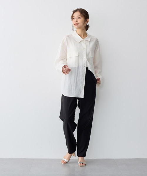 anyfee(エニフィー)の「【anyfee】GOODテーパードパンツ《大きいサイズ/プラスサイズ》◆2025SS◆(スラックス・レディース・ネイビー/カーキ/アイボリー/ブラック・3L/4L/5L/LL)」の1枚目の写真