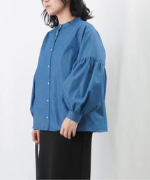 LC/LLL デニムボリューム袖ブラウス / バックタックデニムブラウス