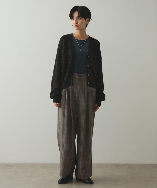 OPAQUE.CLIP（オペークドットクリップ）の「◆ストレッチチェックワイドパンツ【洗濯機洗い可】（その他パンツ・レディース・ブラウン系その他2/ベージュ系1・38/40/42）」の8枚目の写真