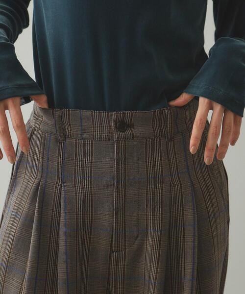 OPAQUE.CLIP（オペークドットクリップ）の「◆ストレッチチェックワイドパンツ【洗濯機洗い可】（その他パンツ・レディース・ブラウン系その他2/ベージュ系1・38/40/42）」の14枚目の写真