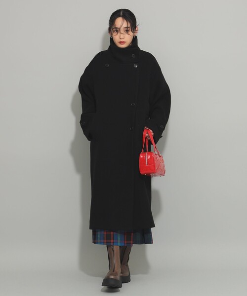 Ray BEAMS(レイビームス)の「モッサ スタンドカラー コート(その他アウター・レディース・ブラウン/ブラック・1/0)」の9枚目の写真