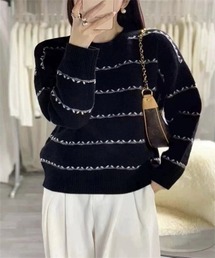 Dream garden | 配色ラインニットプルオーバー(ニット/セーター)