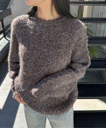 feepur by saya | 【ハンドウォッシャブル】メランジブークレカラーニット(ニット/セーター)