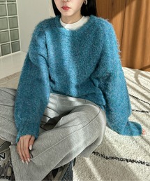 feepur by saya | 【ハンドウォッシャブル】メランジブークレカラーニット(ニット/セーター)