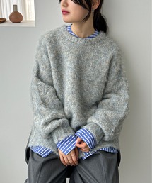 feepur by saya | 【ハンドウォッシャブル】メランジブークレカラーニット(ニット/セーター)
