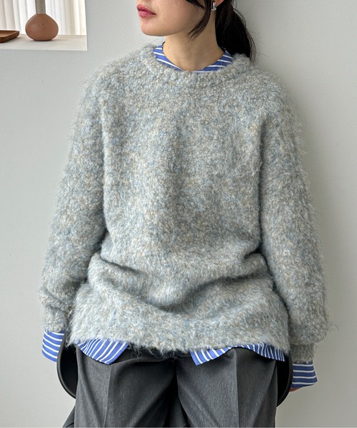 feepur by saya（フェピュールバイサヤ）の「【ハンドウォッシャブル】メランジブークレカラーニット（ニット/セーター・レディース・オレンジ/レッド/ピンク/シルバーグレー/ブルー/グレー・MEDIUM）」の15枚目の写真