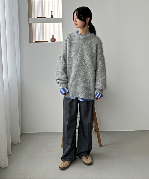 feepur by saya（フェピュールバイサヤ）の「【ハンドウォッシャブル】メランジブークレカラーニット（ニット/セーター・レディース・オレンジ/レッド/ピンク/シルバーグレー/ブルー/グレー・MEDIUM）」の11枚目の写真