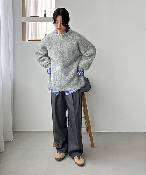 feepur by saya（フェピュールバイサヤ）の「【ハンドウォッシャブル】メランジブークレカラーニット（ニット/セーター・レディース・オレンジ/レッド/ピンク/シルバーグレー/ブルー/グレー・MEDIUM）」の12枚目の写真