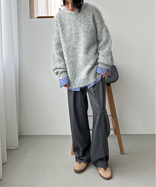 feepur by saya（フェピュールバイサヤ）の「【ハンドウォッシャブル】メランジブークレカラーニット（ニット/セーター・レディース・オレンジ/レッド/ピンク/シルバーグレー/ブルー/グレー・MEDIUM）」の13枚目の写真