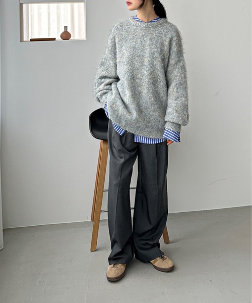 feepur by saya（フェピュールバイサヤ）の「【ハンドウォッシャブル】メランジブークレカラーニット（ニット/セーター・レディース・オレンジ/レッド/ピンク/シルバーグレー/ブルー/グレー・MEDIUM）」の14枚目の写真