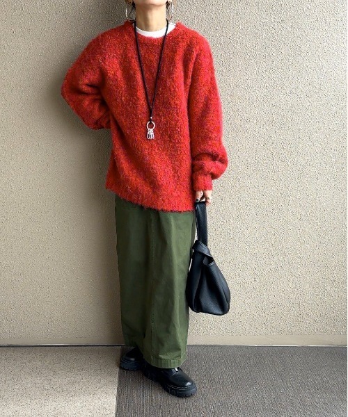 feepur by saya（フェピュールバイサヤ）の「【ハンドウォッシャブル】メランジブークレカラーニット（ニット/セーター・レディース・オレンジ/レッド/ピンク/シルバーグレー/ブルー/グレー・MEDIUM）」の8枚目の写真