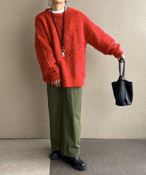 feepur by saya（フェピュールバイサヤ）の「【ハンドウォッシャブル】メランジブークレカラーニット（ニット/セーター・レディース・オレンジ/レッド/ピンク/シルバーグレー/ブルー/グレー・MEDIUM）」の7枚目の写真