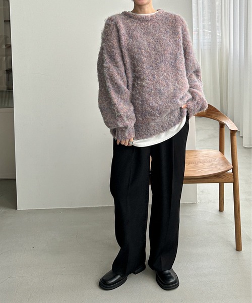 feepur by saya（フェピュールバイサヤ）の「【ハンドウォッシャブル】メランジブークレカラーニット（ニット/セーター・レディース・オレンジ/レッド/ピンク/シルバーグレー/ブルー/グレー・MEDIUM）」の17枚目の写真