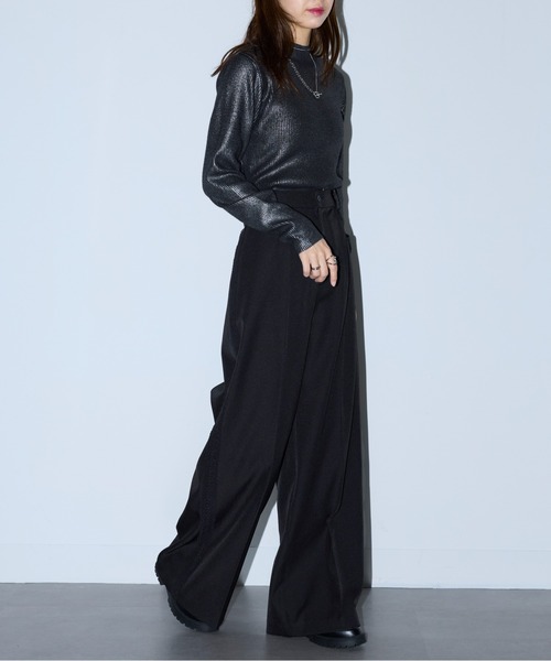 MAISON BREEZE reveur(メゾンブリーズレヴール)の「【MAISON BREEZE reveur】side lace tuck pants サイドレースタックパンツ(スラックス・レディース・ブラック/ブラウン・M/S)」の15枚目の写真