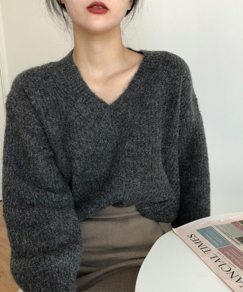 Ritzy(リッツィー)の「オーバーサイズ Vネックセーター(ニット/セーター・レディース・アイボリー/ベージュ/グレー/チャコールグレー・FREE)」の16枚目の写真