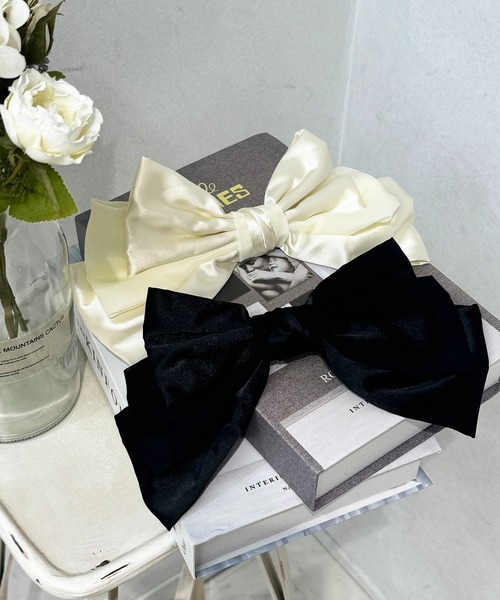 【新品未使用】　新品アレクリポンバレッタ　ベージュ apres jour clair×ARIAZ】ロングリボンクリップ2SET（バレッタ/ヘア